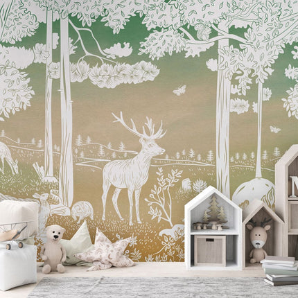 Monochrome Forest - Green Sky