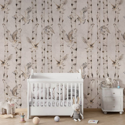 Birch and Owls - White