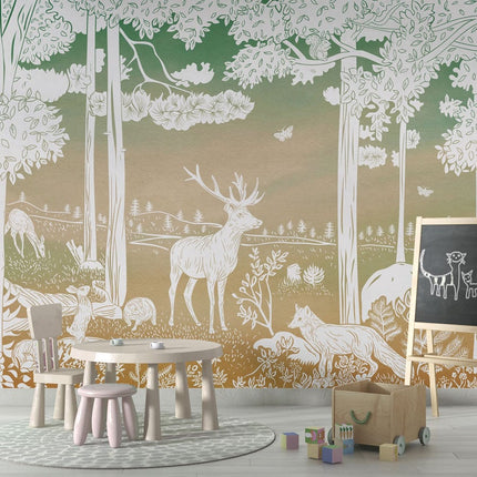 Monochrome Forest - Green Sky