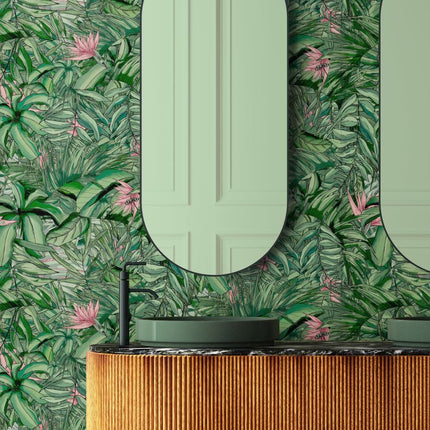 Tropical Forest Dark Green & Pink BMTD001/15A