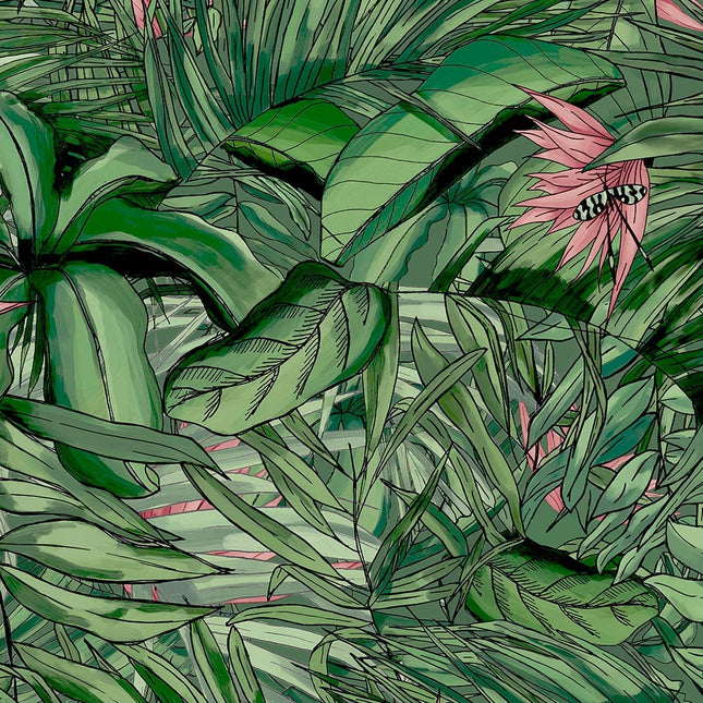Tropical Forest Dark Green & Pink BMTD001/15A