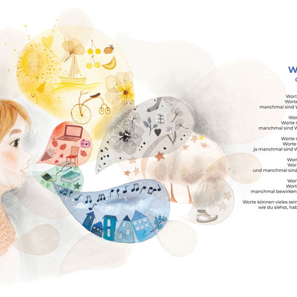 Muster 50 x 50 cm von "Worte" mit Gedicht