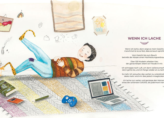 Muster 50 x 50 cm von "Wenn ich lache" mit Gedicht