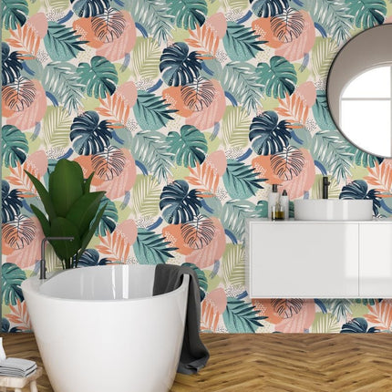 Abstract Jungle Teal Blue (Multicolour) BMTD001/01C