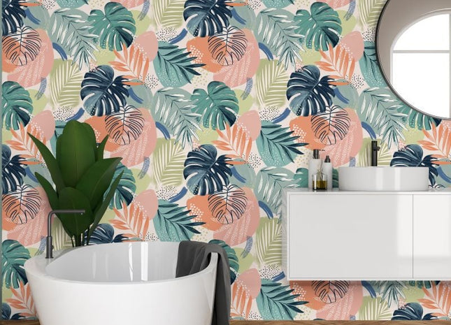 Abstract Jungle Teal Blue (Multicolour) BMTD001/01C