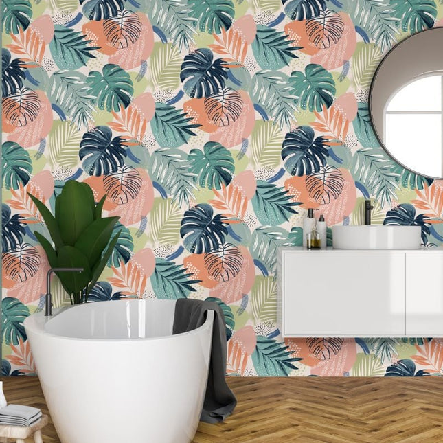 Abstract Jungle Teal Blue (Multicolour) BMTD001/01C