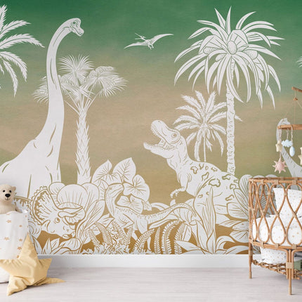 Monochrome Dino - Green Sky