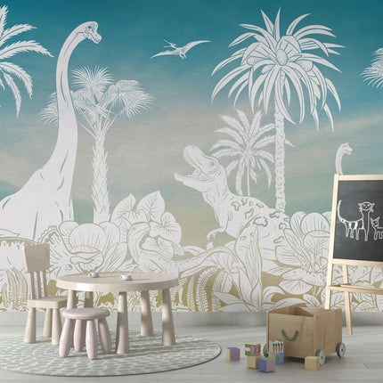 Monochrome Dino - Blue Sky