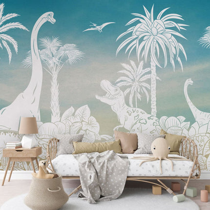 Monochrome Dino - Blue Sky