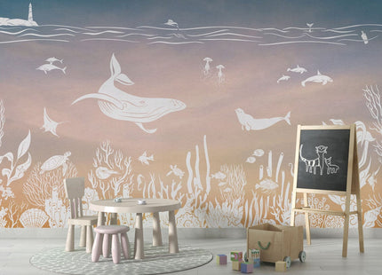 Monochrome Sea - Pink Aqua