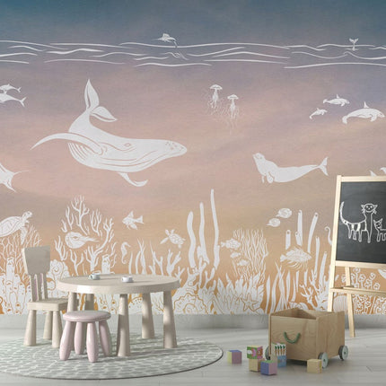 Monochrome Sea - Pink Aqua