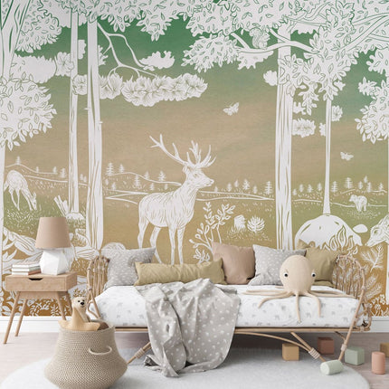 Monochrome Forest - Green Sky