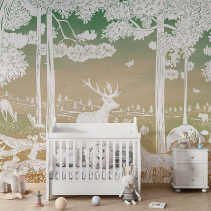 Monochrome Forest - Green Sky