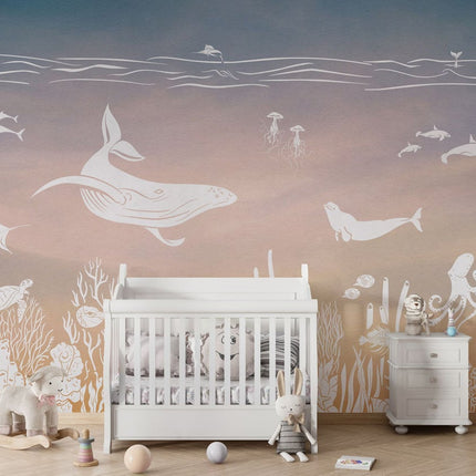 Monochrome Sea - Pink Aqua