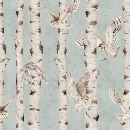 Birch and Owls - Blue