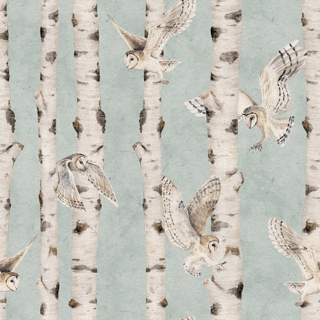 Birch and Owls - Blue