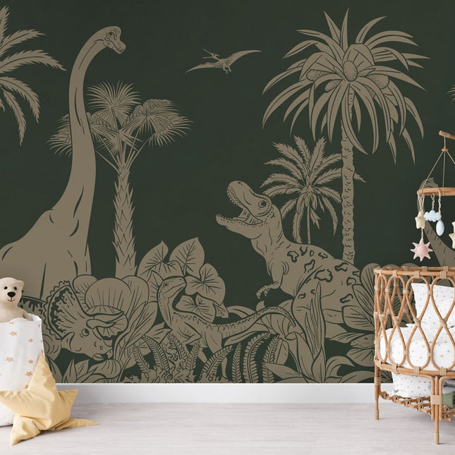 Muster 50 x 50 cm von Monochrome Dino - Green Vintage