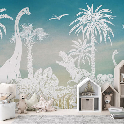 Monochrome Dino - Blue Sky