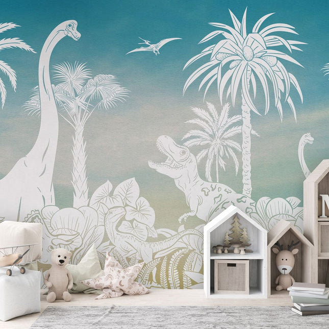 Monochrome Dino - Blue Sky