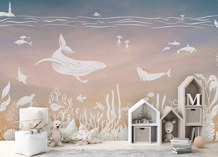 Monochrome Sea - Pink Aqua