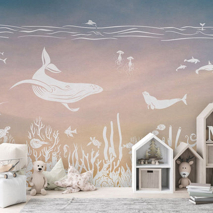 Monochrome Sea - Pink Aqua