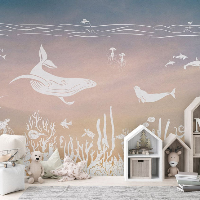 Monochrome Sea - Pink Aqua