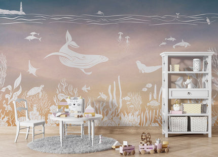 Monochrome Sea - Pink Aqua