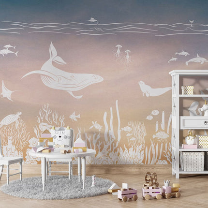 Monochrome Sea - Pink Aqua